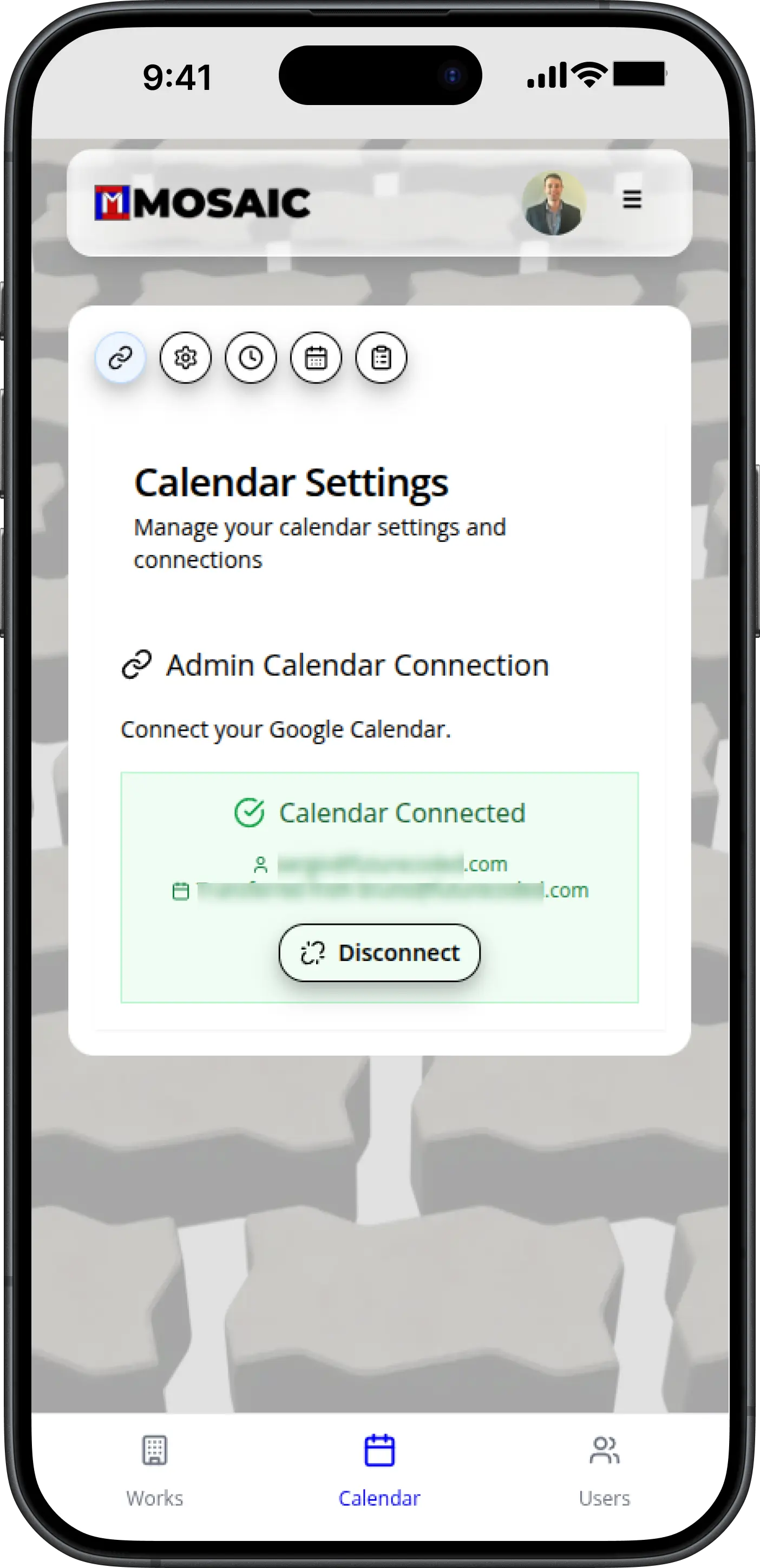 Mosaic Calendar Settings